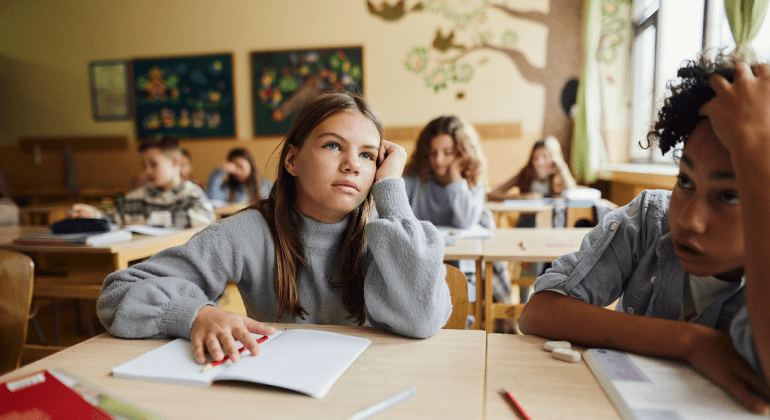 Bored students in a classroom