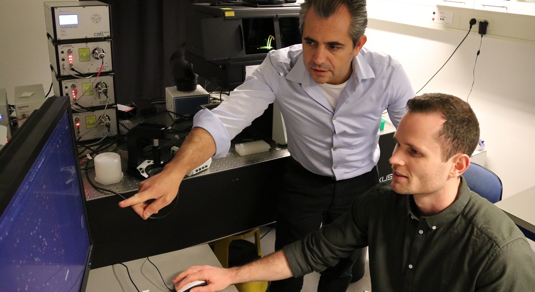 Forskerne Nikos Hatzakis og Simon Bo Jensen forsker i proteiner.