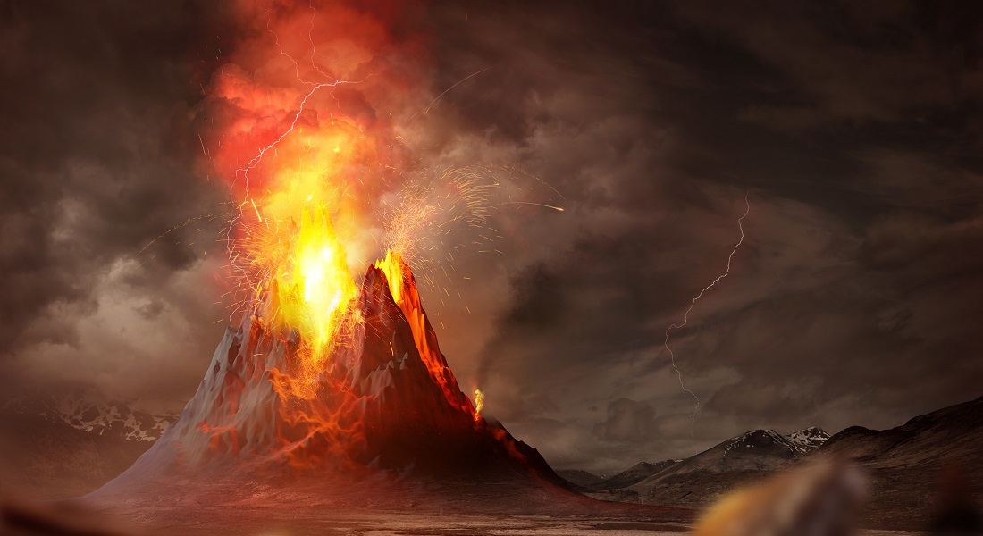 Illustration af en vulkan