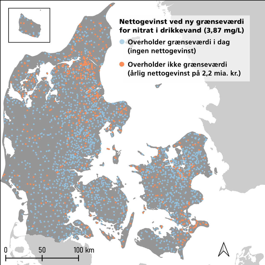 Danmarkskort over nitratmængder